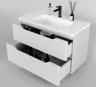 Тумба под раковину Style Line Марелла 90 Люкс Plus СС-00002413 белый матовый